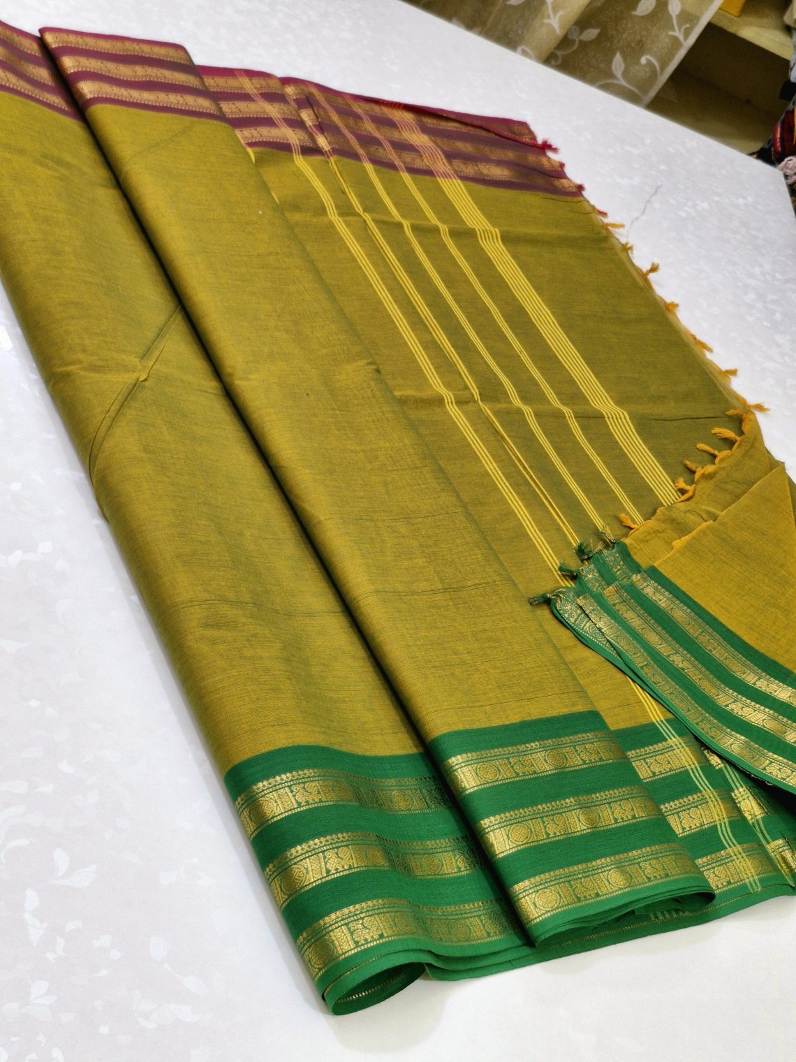 Kanchi Cotton Sarees Green
