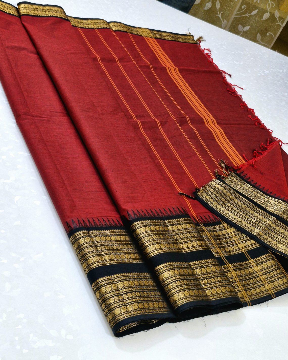 Kanchi Cotton Sarees Rust