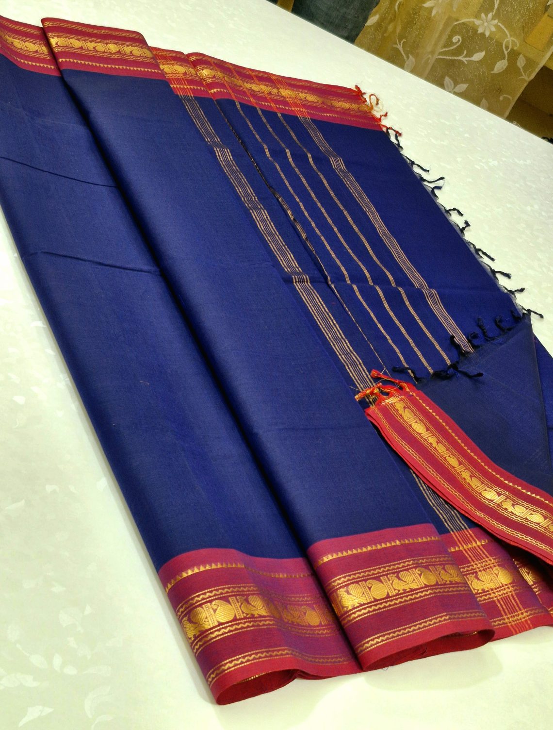 Kanchi Cotton Sarees Navy Blue