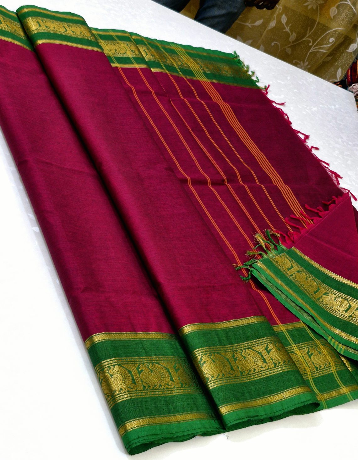 Kanchi Cotton Sarees Dark Pink