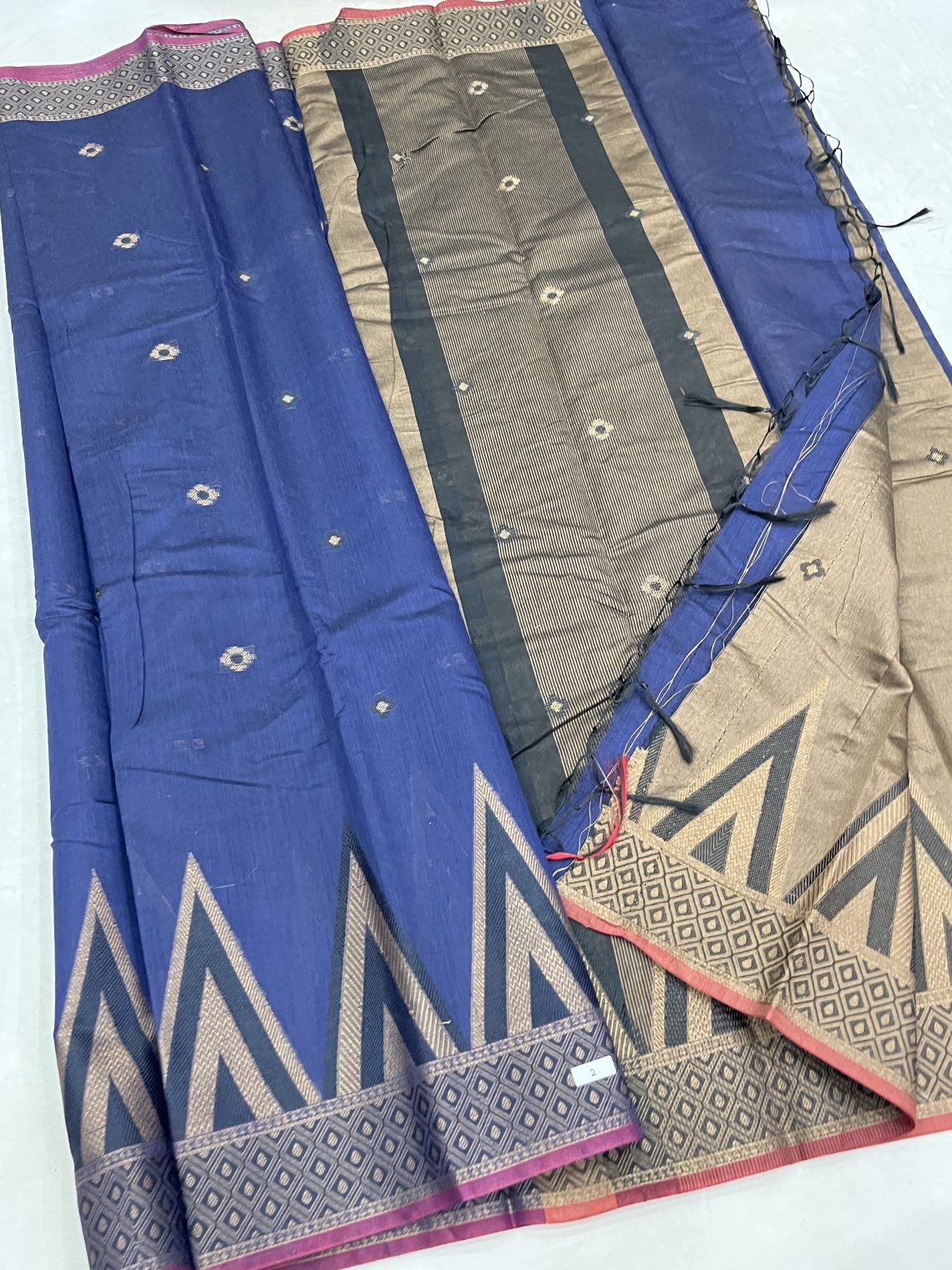 Temple Border Blue Cotton Saree