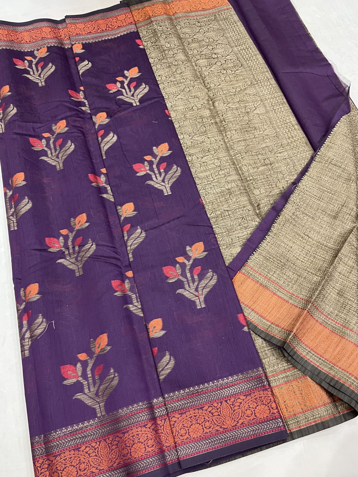 Violet Meena Butta Cotton Saree