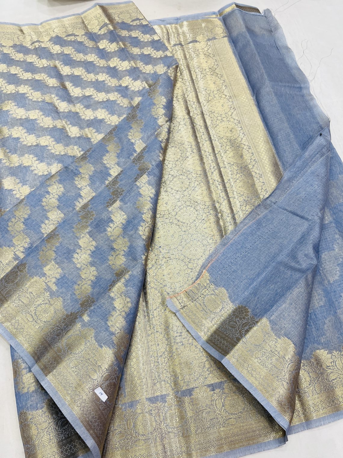 Party Wear Grey Cotton Saree