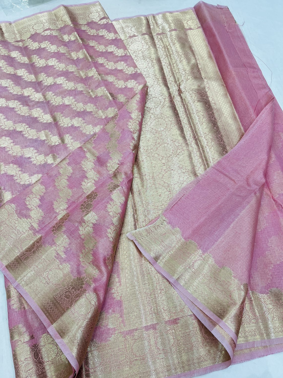 Party Wear Pink Cotton Saree