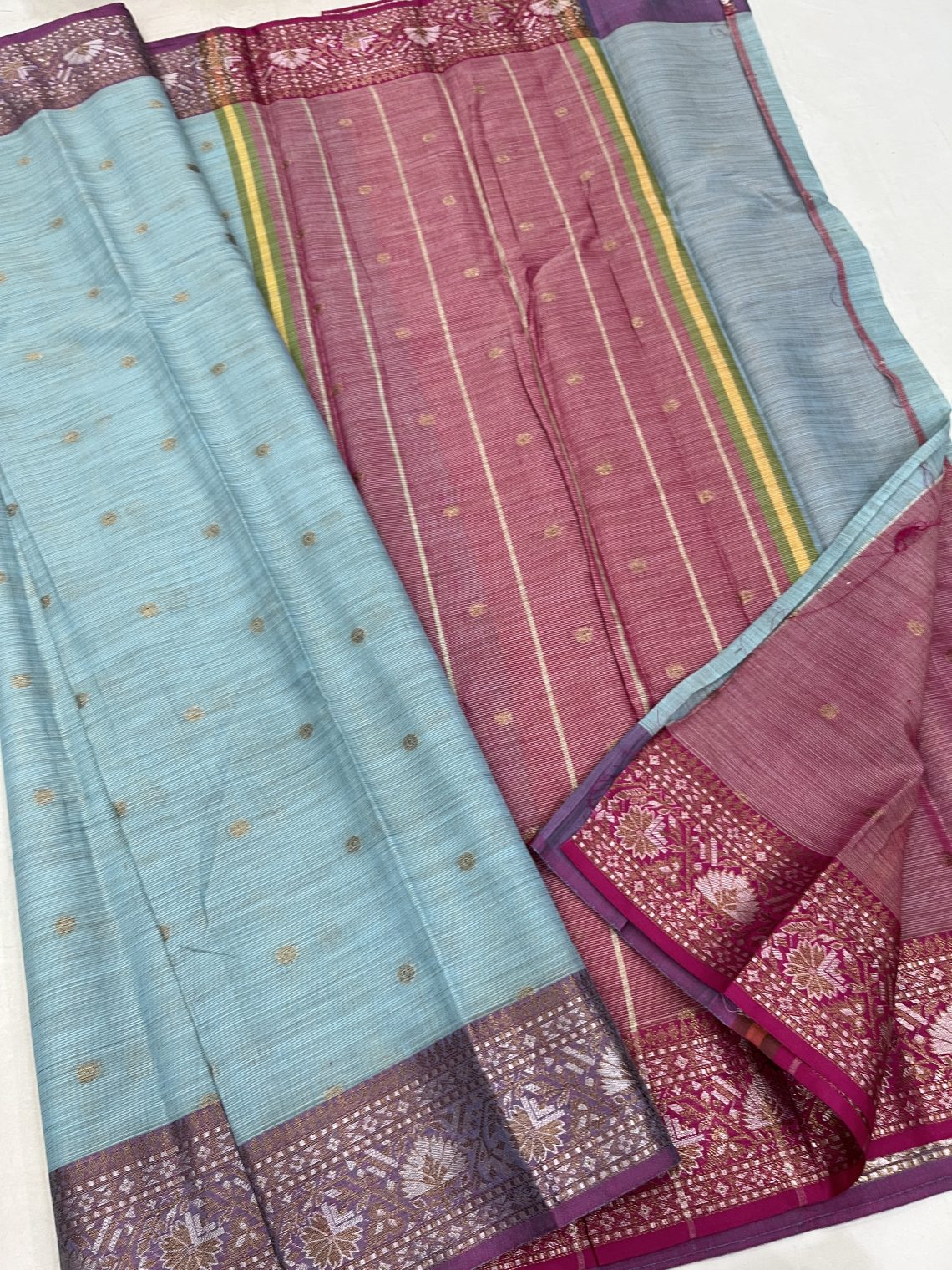 Daily Wear Pastel Blue Cotton Saree